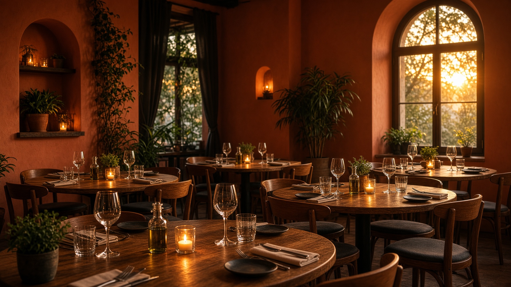 Ciepłe wnętrze restauracji
